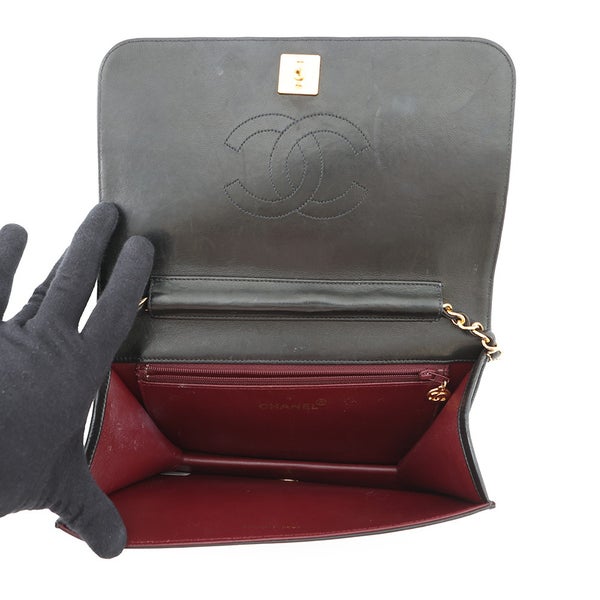 シャネル チェーンショルダーバッグ マトラッセ ココマーク ラムスキン A03568 CHANEL バッグ 黒