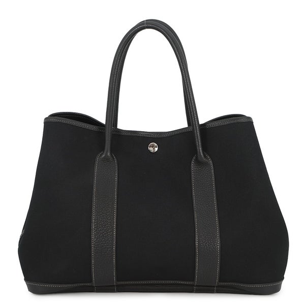 エルメス トートバッグ ガーデンパーティPM ブラック/シルバー金具 トワルオフィシエ/ネゴンダ □J刻印