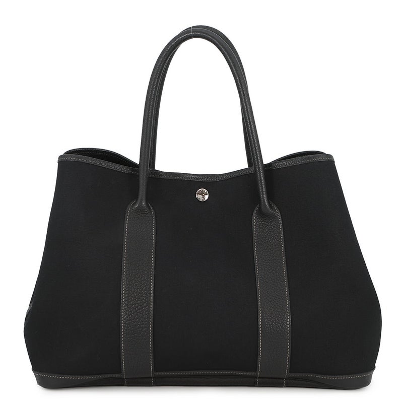 エルメス トートバッグ ガーデンパーティPM ブラック/シルバー金具 トワルオフィシエ/ネゴンダ □J刻印