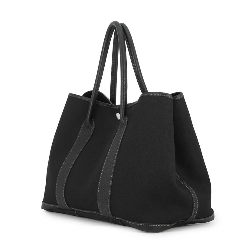 エルメス トートバッグ ガーデンパーティPM ブラック/シルバー金具 トワルオフィシエ/ネゴンダ □J刻印