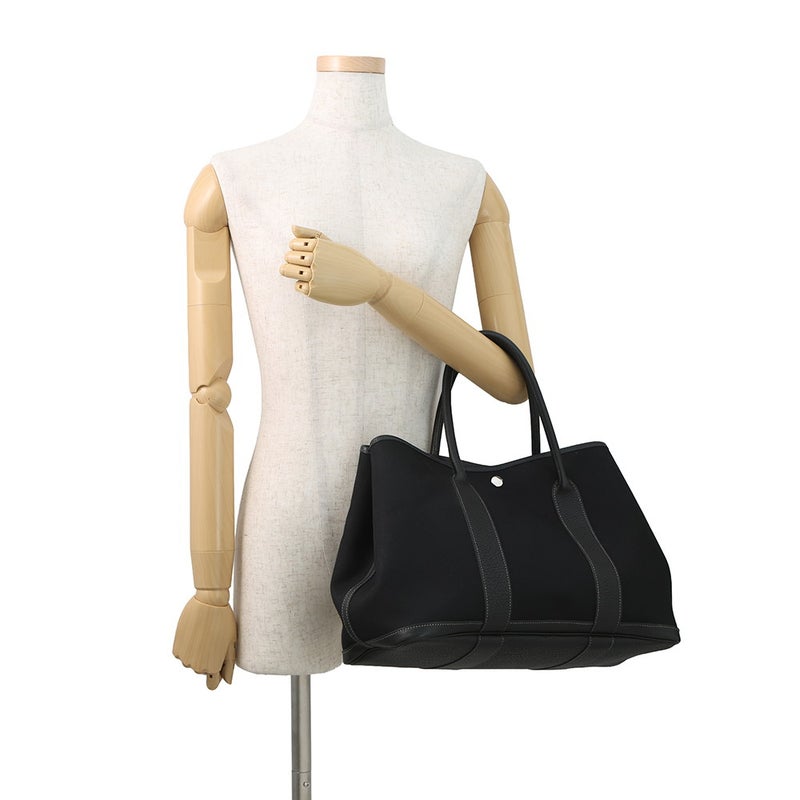 エルメス トートバッグ ガーデンパーティPM ブラック/シルバー金具 トワルオフィシエ/ネゴンダ □J刻印