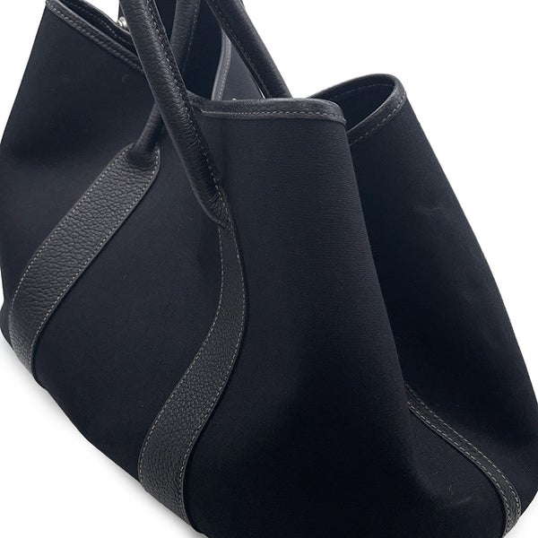 エルメス トートバッグ ガーデンパーティPM ブラック/シルバー金具 トワルオフィシエ/ネゴンダ □J刻印