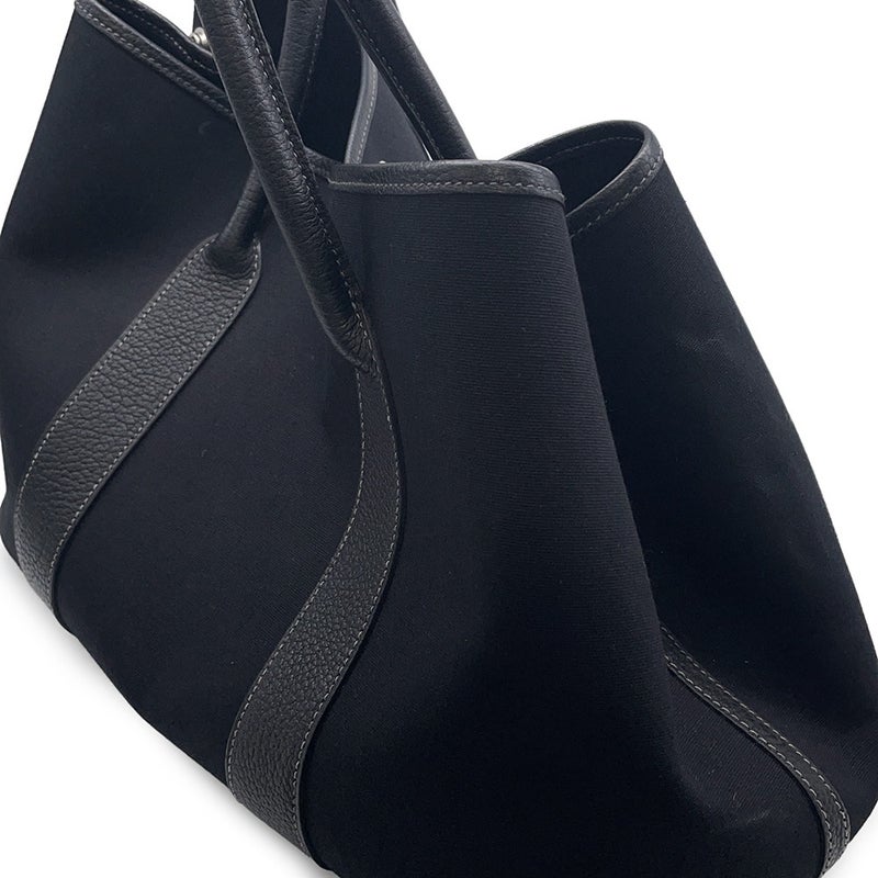 エルメス トートバッグ ガーデンパーティPM ブラック/シルバー金具 トワルオフィシエ/ネゴンダ □J刻印