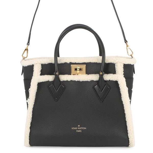 ルイヴィトン ハンドバッグ シアリング/カーフレザー オンマイサイドMM M58908 LOUIS VUITTON 2way 黒 ブラック