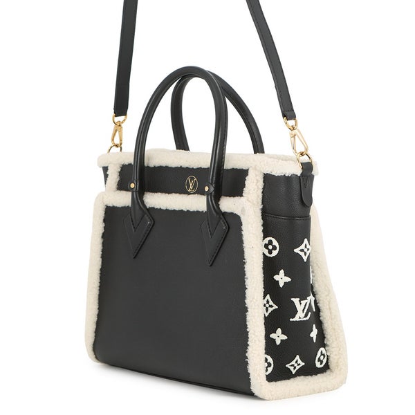 ルイヴィトン ハンドバッグ シアリング/カーフレザー オンマイサイドMM M58908 LOUIS VUITTON 2way 黒 ブラック