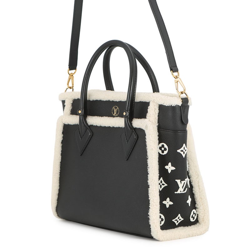 ルイヴィトン ハンドバッグ シアリング/カーフレザー オンマイサイドMM M58908 LOUIS VUITTON 2way 黒 ブラック