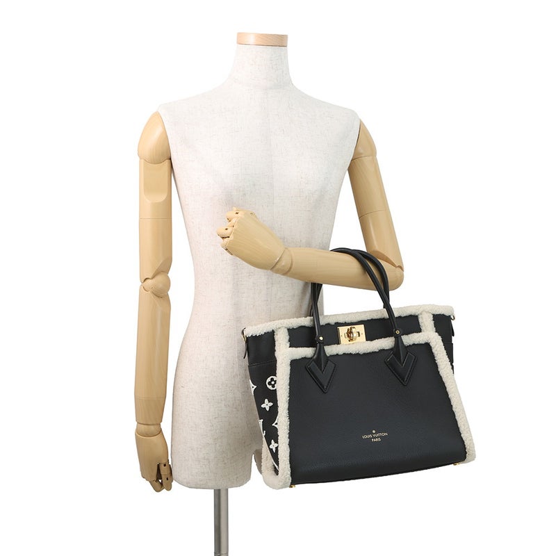 ルイヴィトン ハンドバッグ シアリング/カーフレザー オンマイサイドMM M58908 LOUIS VUITTON 2way 黒 ブラック