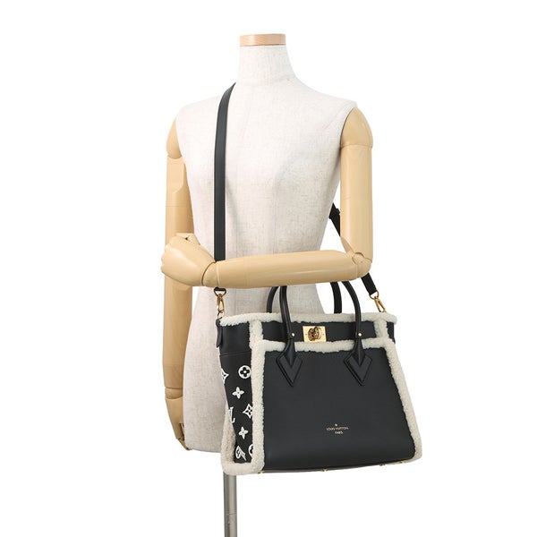 ルイヴィトン ハンドバッグ シアリング/カーフレザー オンマイサイドMM M58908 LOUIS VUITTON 2way 黒 ブラック