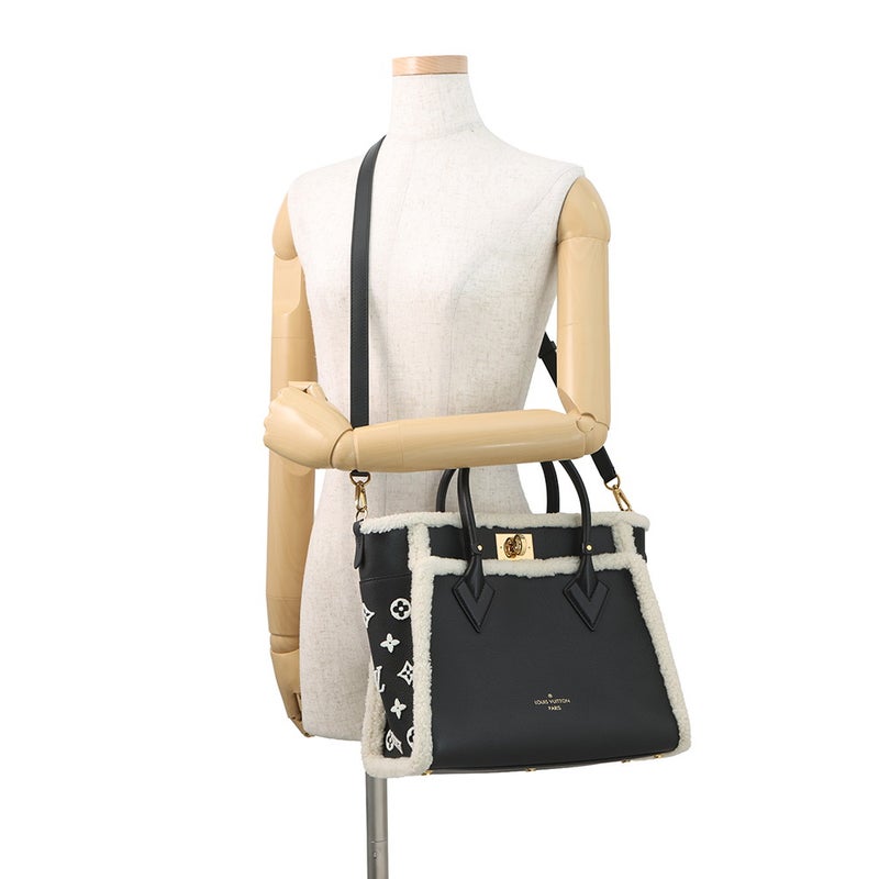 ルイヴィトン ハンドバッグ シアリング/カーフレザー オンマイサイドMM M58908 LOUIS VUITTON 2way 黒 ブラック