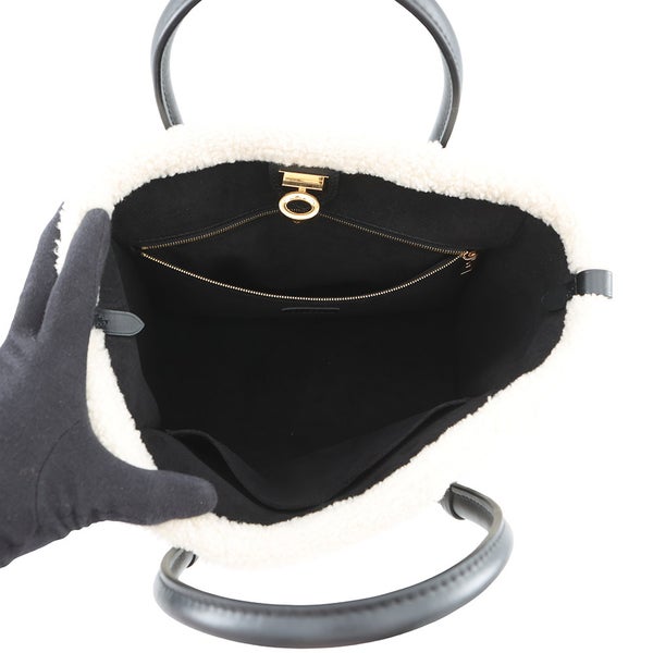 ルイヴィトン ハンドバッグ シアリング/カーフレザー オンマイサイドMM M58908 LOUIS VUITTON 2way 黒 ブラック