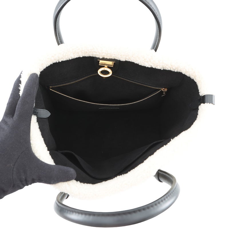 ルイヴィトン ハンドバッグ シアリング/カーフレザー オンマイサイドMM M58908 LOUIS VUITTON 2way 黒 ブラック