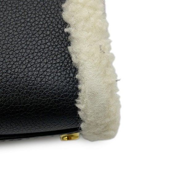 ルイヴィトン ハンドバッグ シアリング/カーフレザー オンマイサイドMM M58908 LOUIS VUITTON 2way 黒 ブラック