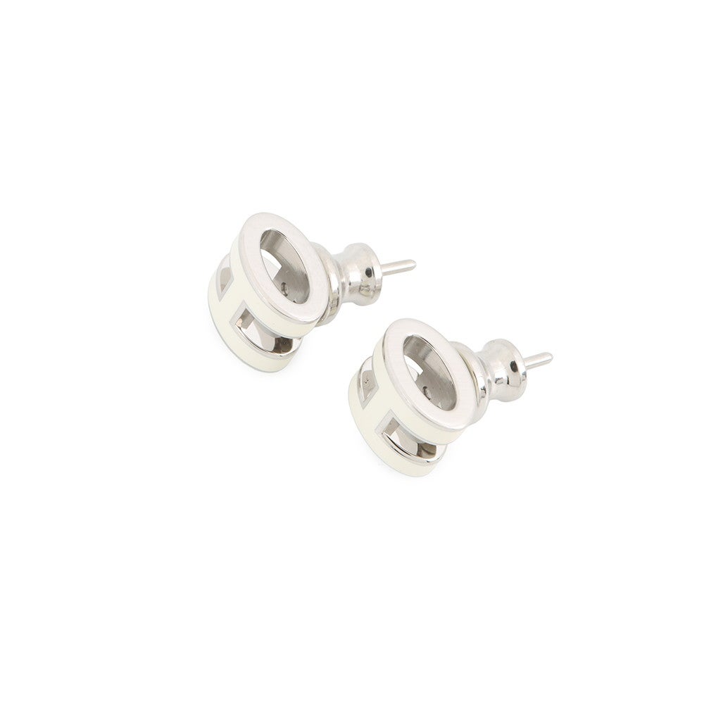 エルメス ピアス ミニ・ポップアッシュ ホワイト/シルバー金具 H