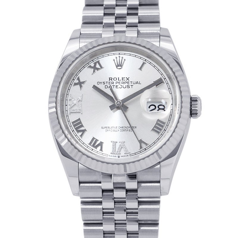 ロレックス デイトジャスト36 SS/K18WG 126234 ROLEX 腕時計 シルバー文字盤 VI/IXダイヤ