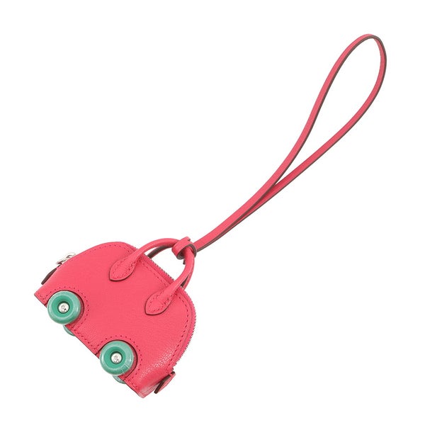 エルメス バッグチャーム ボリード・オン・ホイールズ ローズエクストリーム/ヴェールヴェルティゴ/シルバー金具 シェブルミゾル U刻印