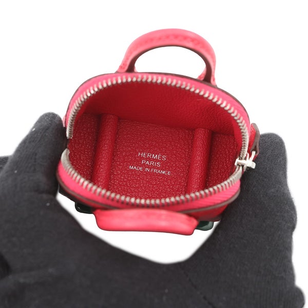 エルメス バッグチャーム ボリード・オン・ホイールズ ローズエクストリーム/ヴェールヴェルティゴ/シルバー金具 シェブルミゾル U刻印