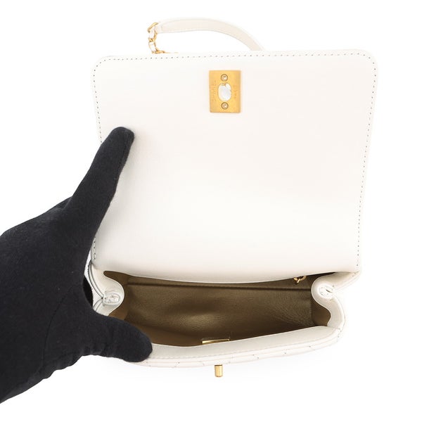 シャネル ハンドバッグ ココマーク ココハンドル リング マトラッセ XXS キャビアスキン AS2215 CHANEL 2way 白