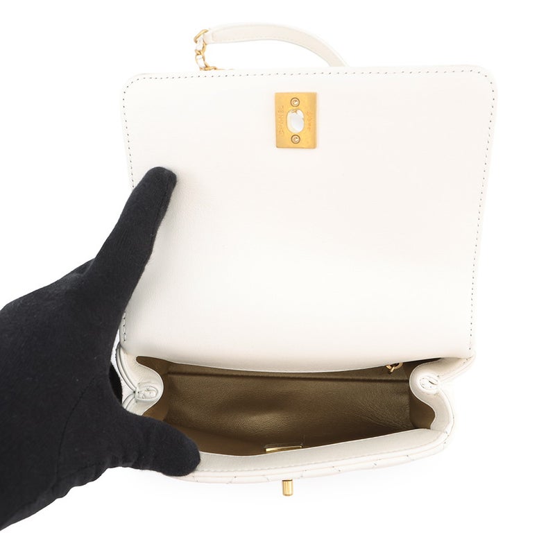 シャネル ハンドバッグ ココマーク ココハンドル リング マトラッセ XXS キャビアスキン AS2215 CHANEL 2way 白