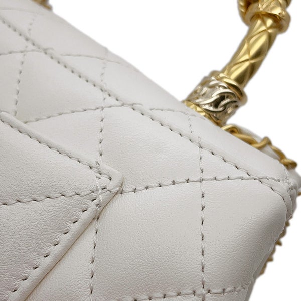 シャネル ハンドバッグ ココマーク ココハンドル リング マトラッセ XXS キャビアスキン AS2215 CHANEL 2way 白