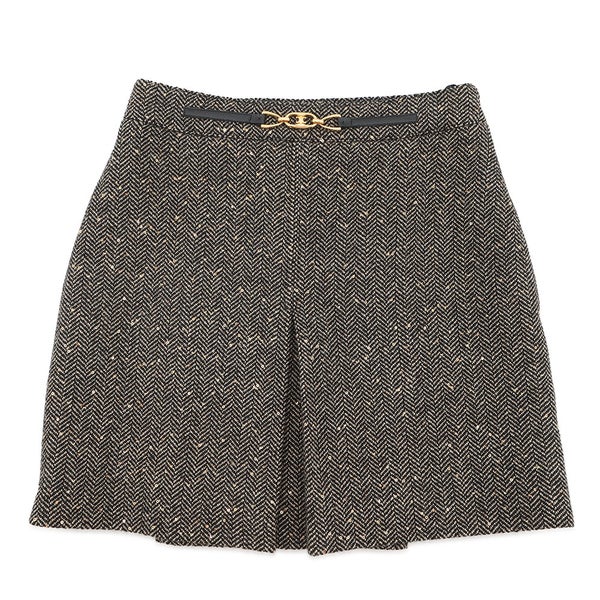 セリーヌ スカート ボックスプリーツ ツイード レディースサイズ38 2J121235G CELINE ボトムス 黒