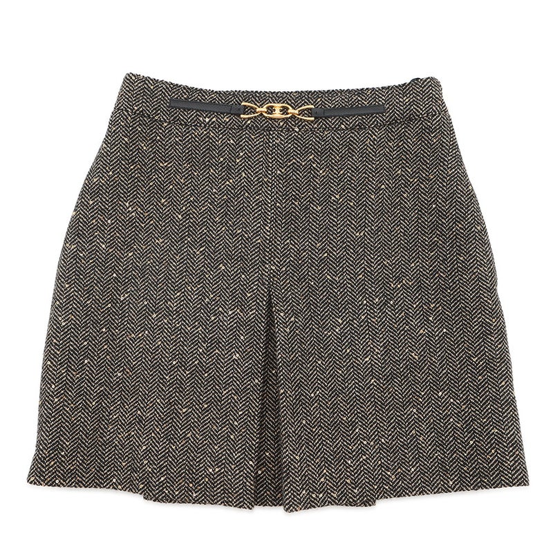 セリーヌ スカート ボックスプリーツ ツイード レディースサイズ38 2J121235G CELINE ボトムス 黒