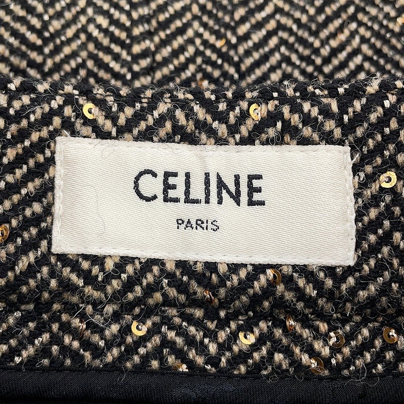 セリーヌ スカート ボックスプリーツ ツイード レディースサイズ38 2J121235G CELINE ボトムス 黒