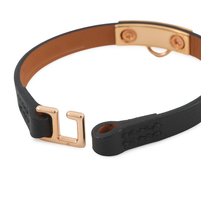 エルメス ブレスレット ミニ・リヴァル ブラック/ピンクゴールド金具 スイフト サイズT3 HERMES アクセサリー 黒