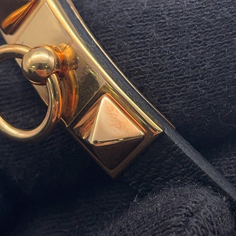 エルメス ブレスレット ミニ・リヴァル ブラック/ピンクゴールド金具 スイフト サイズT3 HERMES アクセサリー 黒