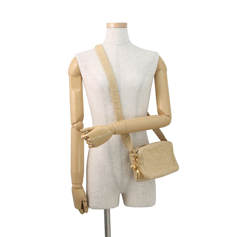 シャネル ショルダーバッグ ココマーク マトラッセ キャンバス レザー CHANEL