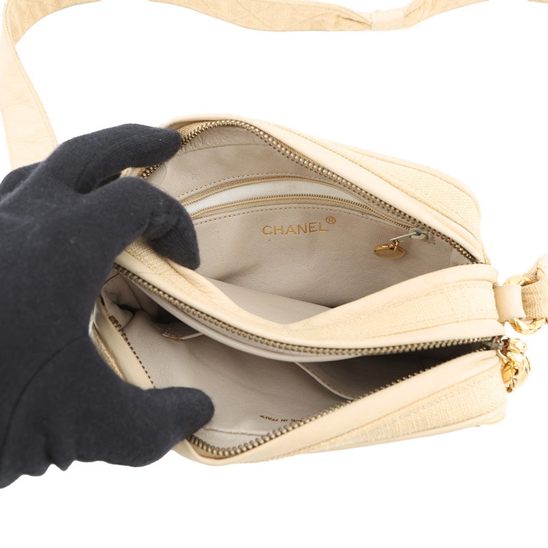 シャネル ショルダーバッグ ココマーク マトラッセ キャンバス レザー CHANEL