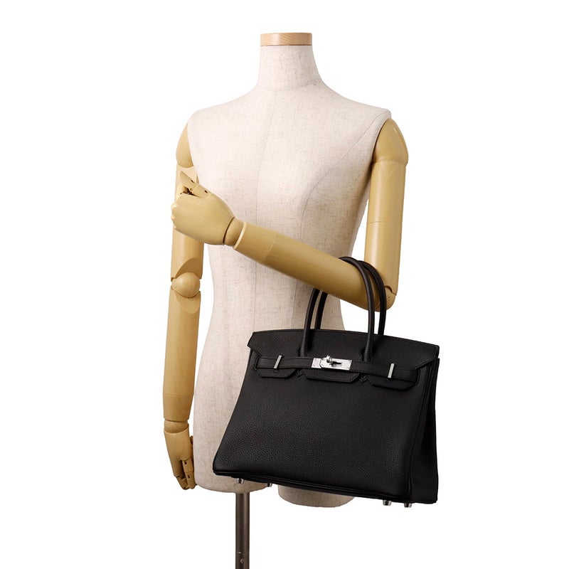 エルメス バーキン30 ブラック/シルバー金具 トゴ K刻印 HERMES Birkin ハンドバッグ 黒