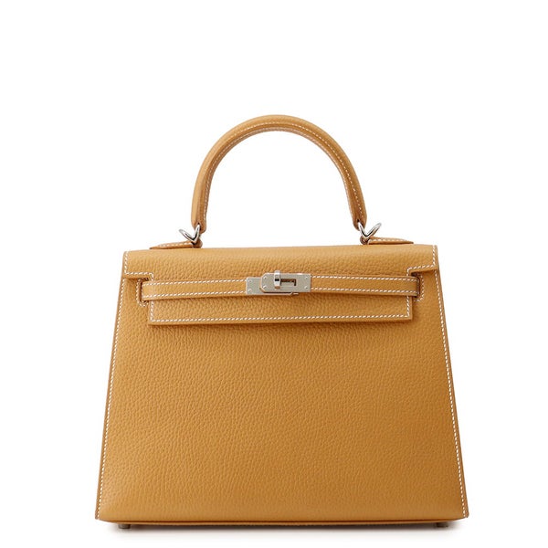 エルメス ハンドバッグ ケリー25 外縫い ナチュラルサブレ/シルバー金具 ナチュラルグレネ K刻印 ２wayショルダー