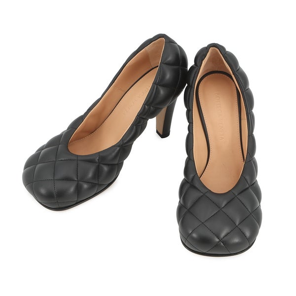 ボッテガヴェネタ パンプス イントレチャート パデッド スクエアトゥ レディースサイズ34 1/2 BOTTEGA VENETA 靴 黒