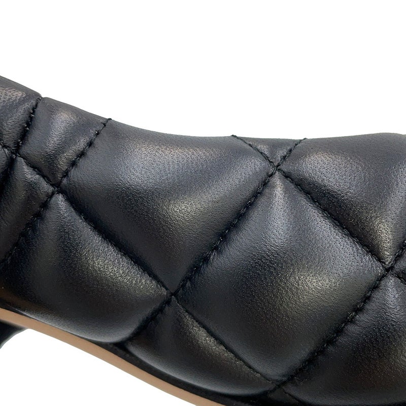 ボッテガヴェネタ パンプス イントレチャート パデッド スクエアトゥ レディースサイズ34 1/2 BOTTEGA VENETA 靴 黒