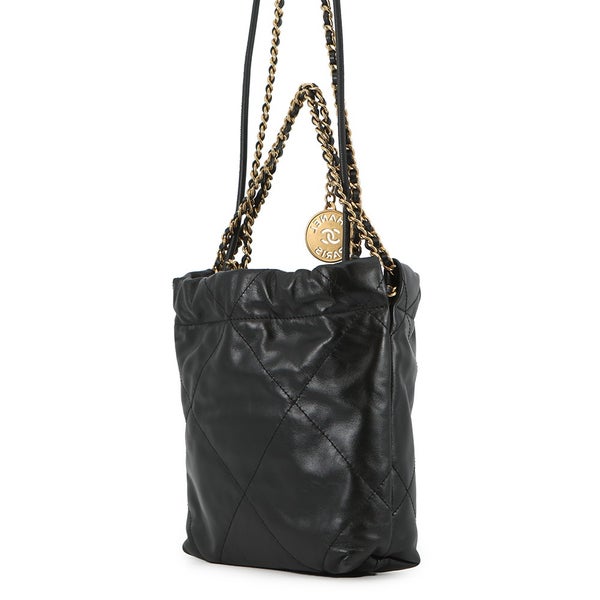 シャネル ハンドバッグ CHANEL 22 ミニ ココマーク シャイニーカーフレザー AS3980 CHANEL 2way 黒