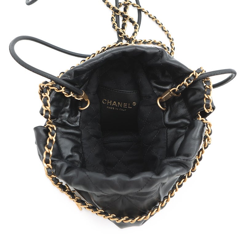 シャネル ハンドバッグ CHANEL 22 ミニ ココマーク シャイニーカーフレザー AS3980 CHANEL 2way 黒