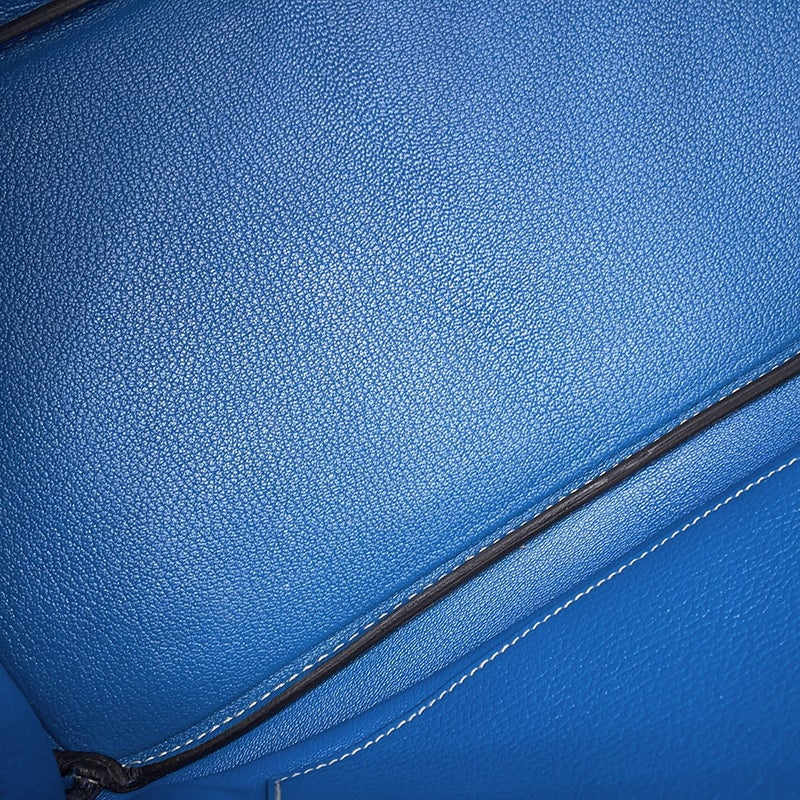 エルメス バーキン35 キャンディ ブルーエレクトリック/ミコノス/シルバー金具 エプソン □O刻印 HERMES Birkin ハンドバッグ