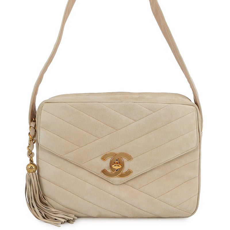 シャネル ショルダーバッグ バイアスステッチ ココマーク スエード CHANEL タッセル付き
