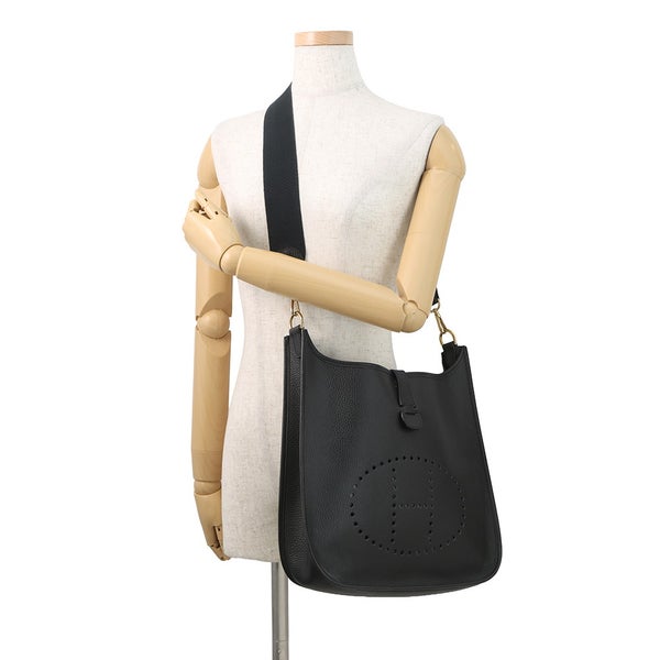 エルメス ショルダーバッグ エブリン 1 GM ブラック/ゴールド金具 トリヨンクレマンス □A刻印 黒