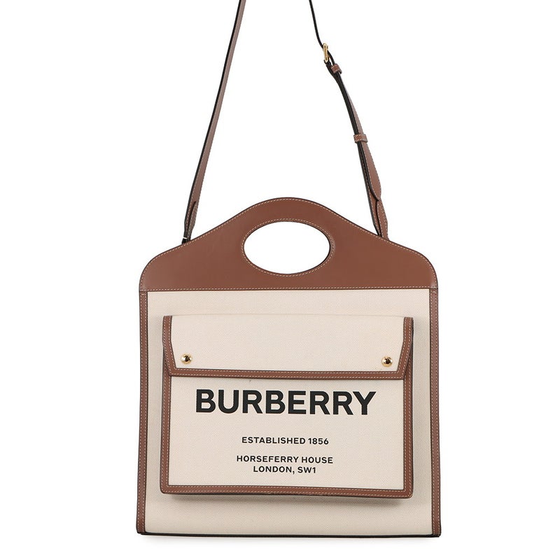 バーバリー ハンドバッグ ミディアム ポケットバッグ キャンバス レザー 8039362 BURBERRY 2way