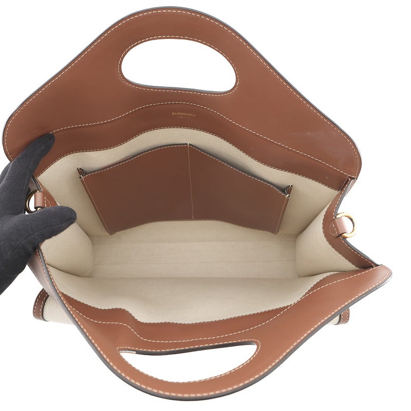バーバリー ハンドバッグ ミディアム ポケットバッグ キャンバス レザー 8039362 BURBERRY 2way