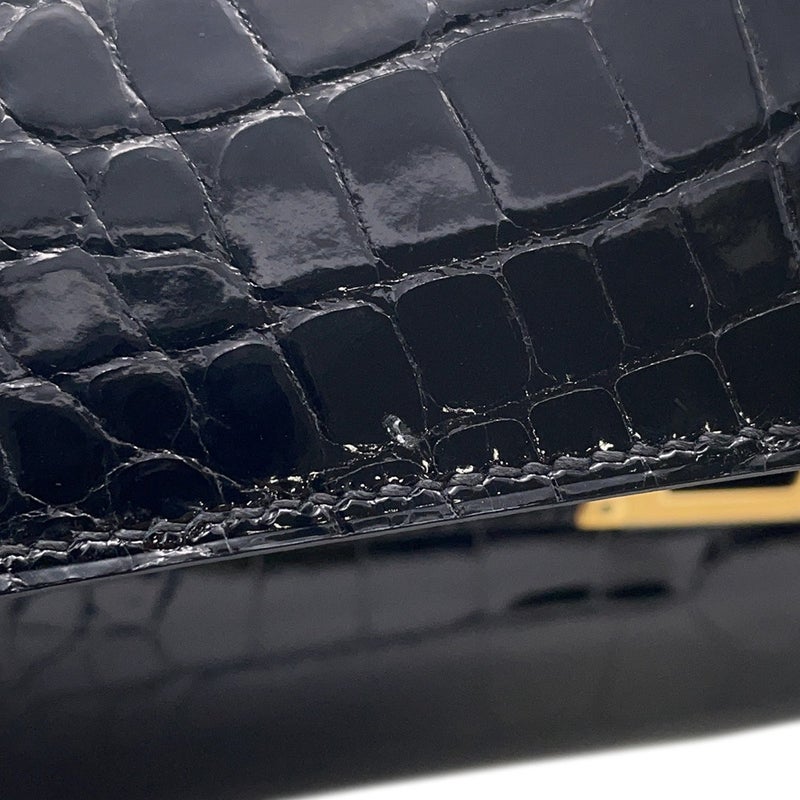 エルメス ケリーウォレット ロング トゥーゴー ブラック/ゴールド金具 アリゲーターシャイン B刻印 黒