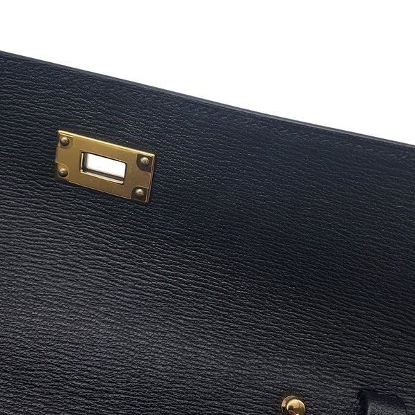 エルメス ケリーウォレット ロング トゥーゴー ブラック/ゴールド金具 アリゲーターシャイン B刻印 黒