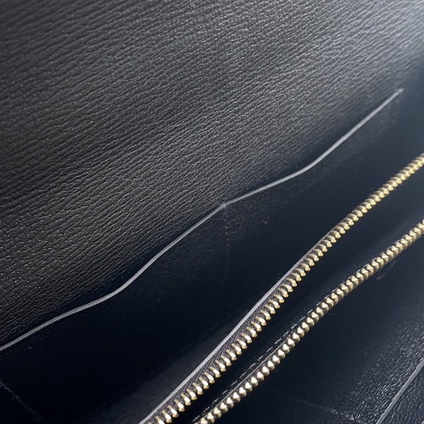 エルメス ケリーウォレット ロング トゥーゴー ブラック/ゴールド金具 アリゲーターシャイン B刻印 黒