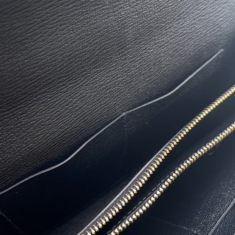 エルメス ケリーウォレット ロング トゥーゴー ブラック/ゴールド金具 アリゲーターシャイン B刻印 黒