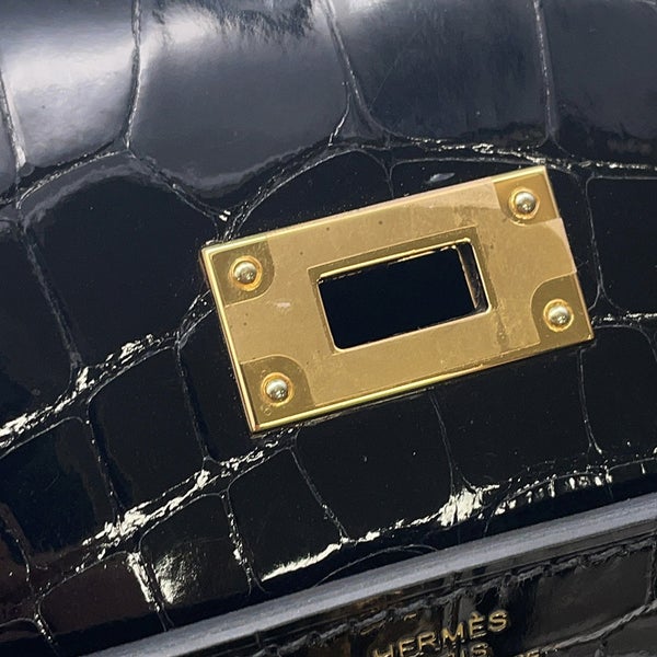 エルメス ケリーウォレット ロング トゥーゴー ブラック/ゴールド金具 アリゲーターシャイン B刻印 黒