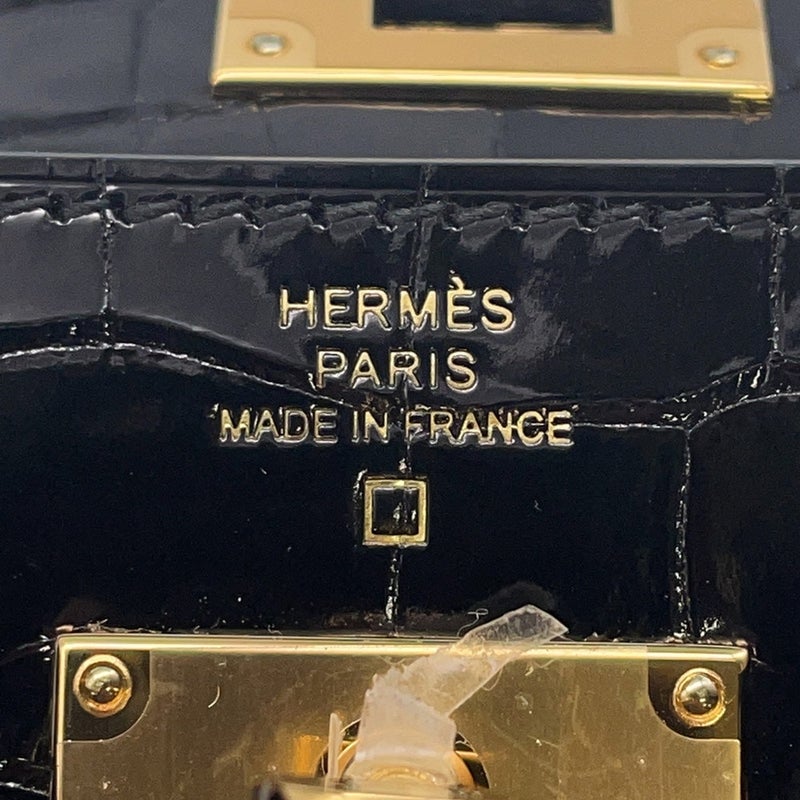 エルメス ケリーウォレット ロング トゥーゴー ブラック/ゴールド金具 アリゲーターシャイン B刻印 黒