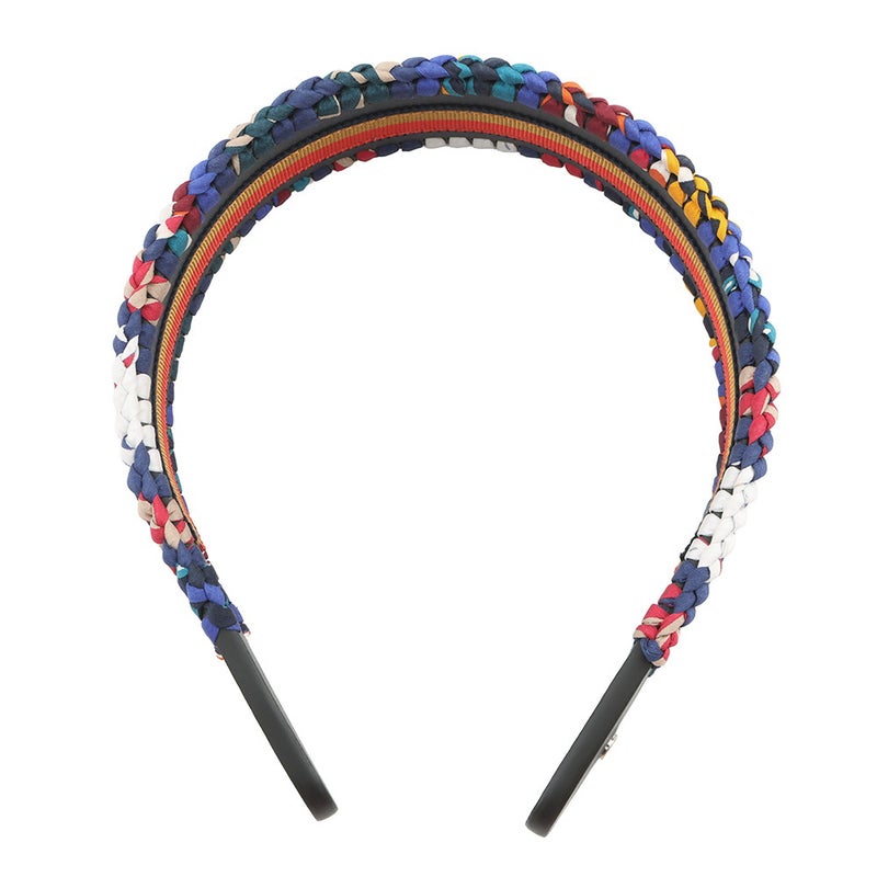 エルメス カチューシャ セリエグレース ネイビー/マルチカラー/シルバー金具 スイフト HERMES ヘアバンド