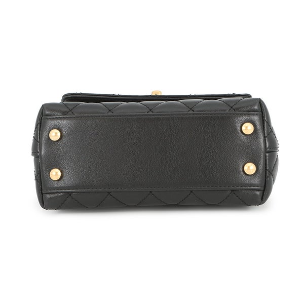 シャネル ハンドバッグ ココマーク トップハンドル リング XXS ラムスキン AS2215 2wayショルダー ココハンドル 黒