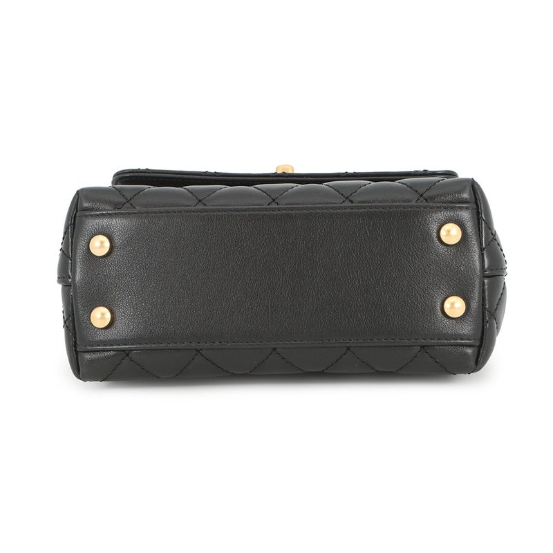 シャネル ハンドバッグ ココマーク トップハンドル リング XXS ラムスキン AS2215 2wayショルダー ココハンドル 黒